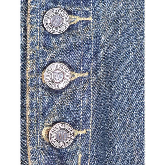 Y2K NorthCrest Womens 18W Denim Maxi Skirt Button Fly Side Slit Medium Wash - Picture 4 of 8